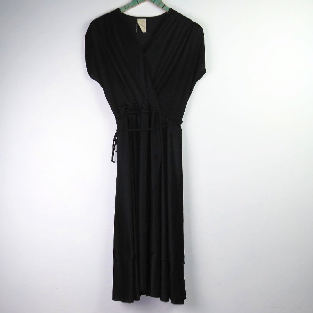 Vtg Kings Row Shift A-Line Black Silky Dress Sz 11